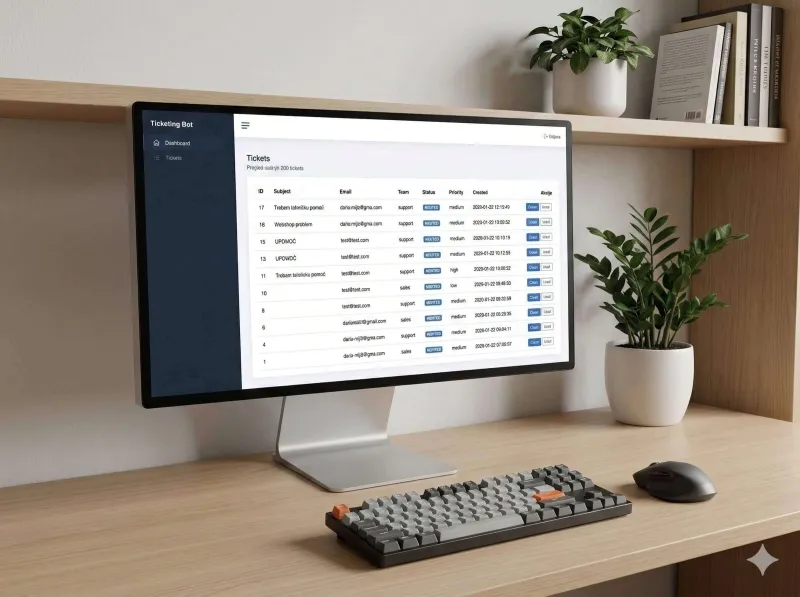 HelpBot Ticket Desk interface
